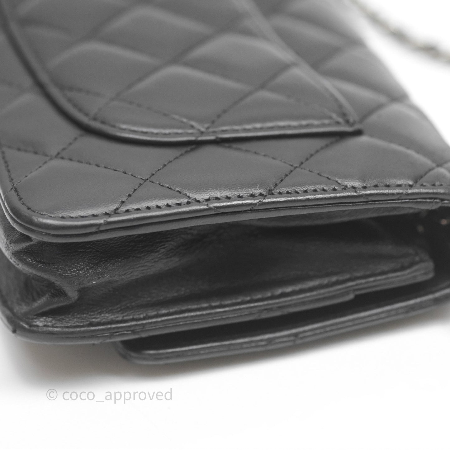 Chanel Quilted WOC Black Lambskin Silver Hardware