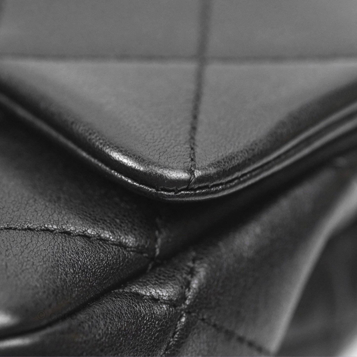 Chanel Mini Top Handle Flap Black Lambskin Aged Gold Hardware