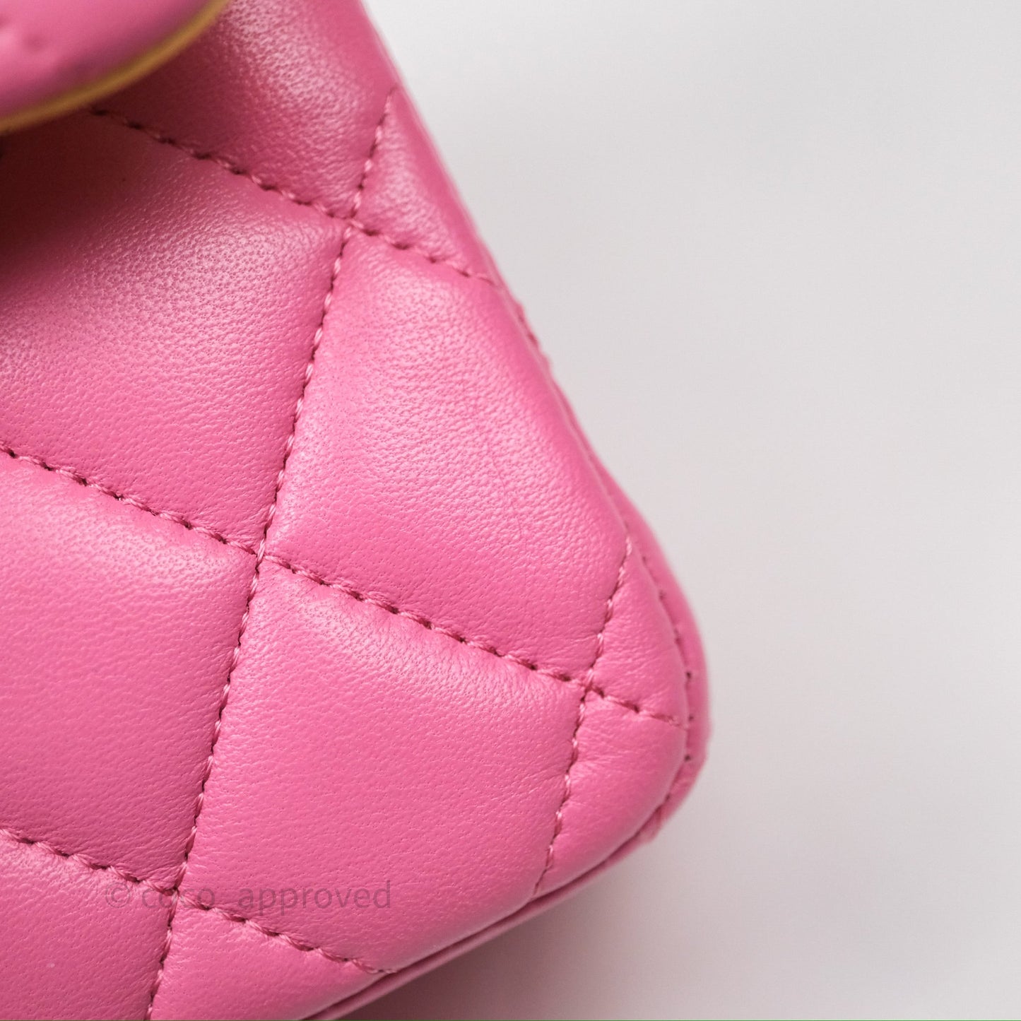 Chanel Small Classic Flap Quilted Pink Lambskin Rainbow Hardware
