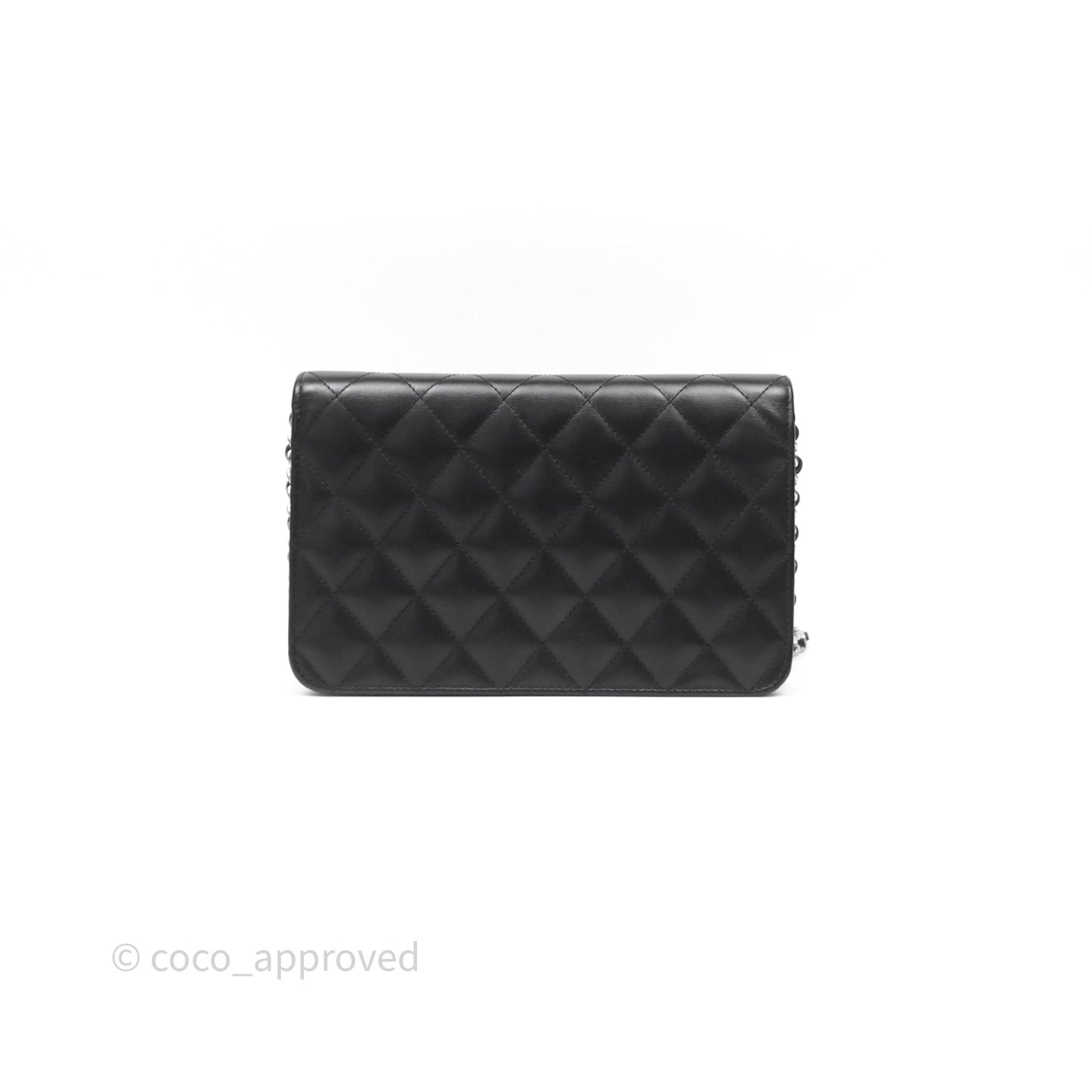 Chanel Quilted Cambon Wallet on Chain WOC Black Calfskin Silver Hardware