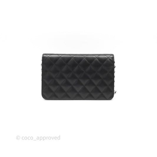Chanel Quilted Cambon Wallet on Chain WOC Black Calfskin Silver Hardware