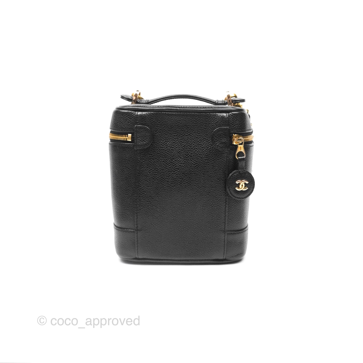 Chanel Vintage Vanity Case Black Caviar Gold Hardware