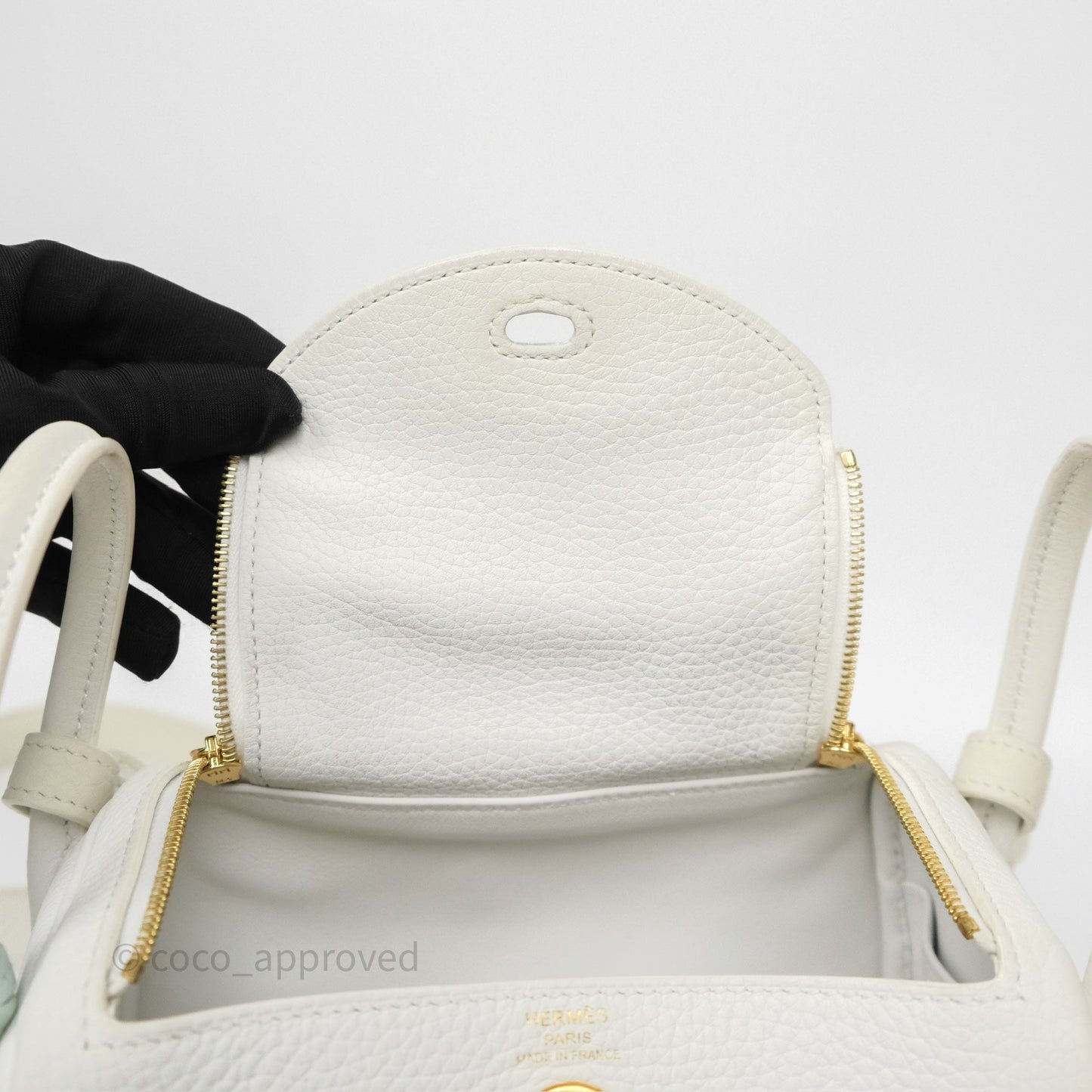 Hermès Mini Lindy 20 New White 0U Clemence Gold Hardware