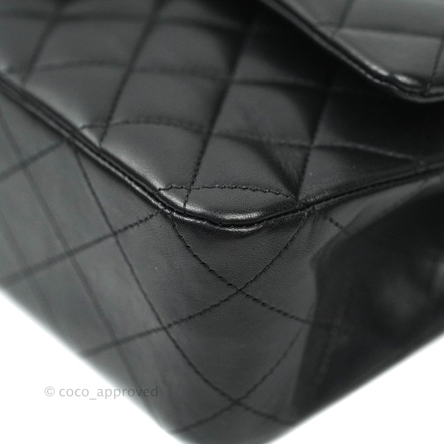 Chanel Classic M/L Medium Double Flap Black Lambskin Silver Hardware