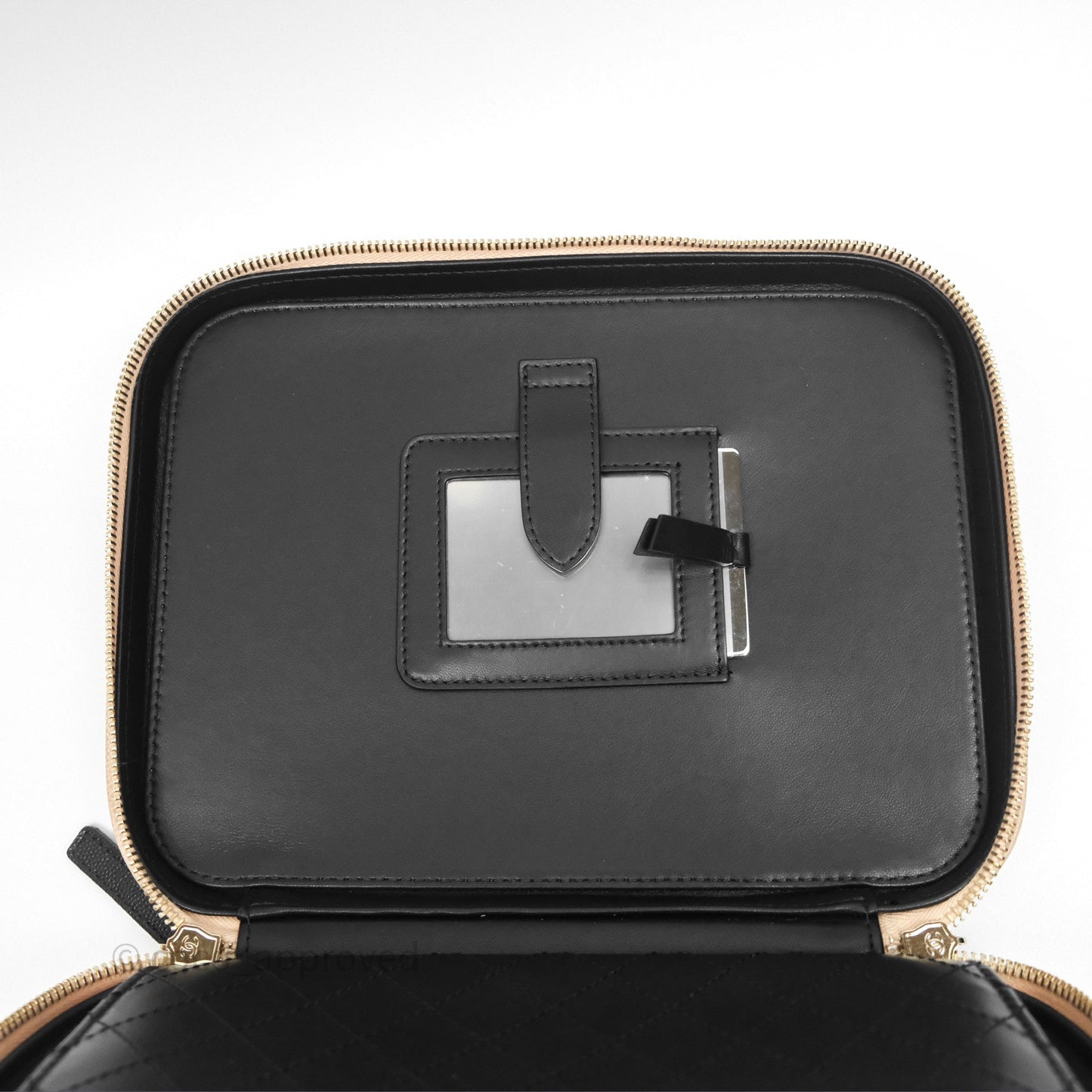 Chanel Quilted Large CC Filigree Vanity Case Beige Black Caviar