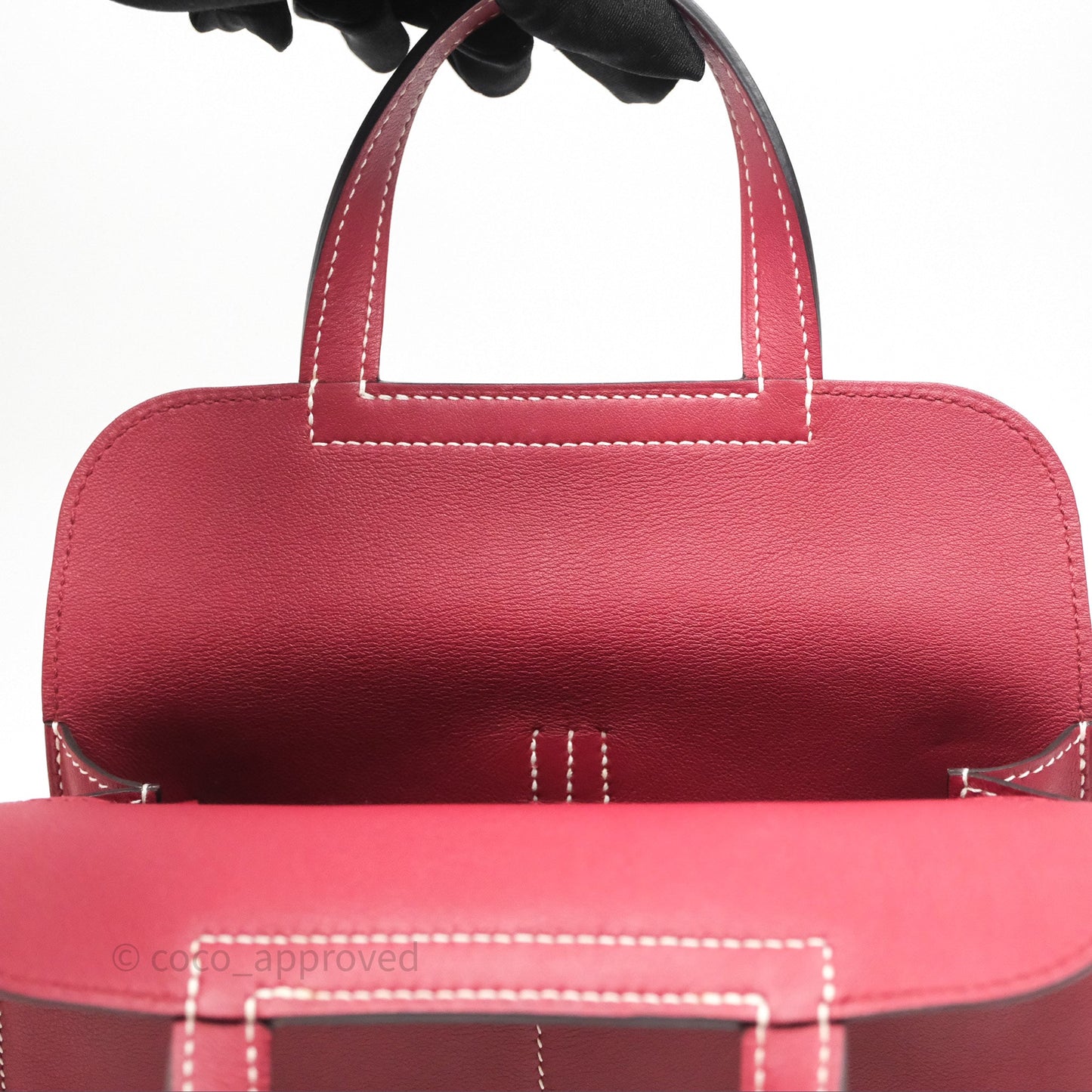Hermès Halzan 22 Mini Rouge Grenat K1 Swift Palladium Hardware