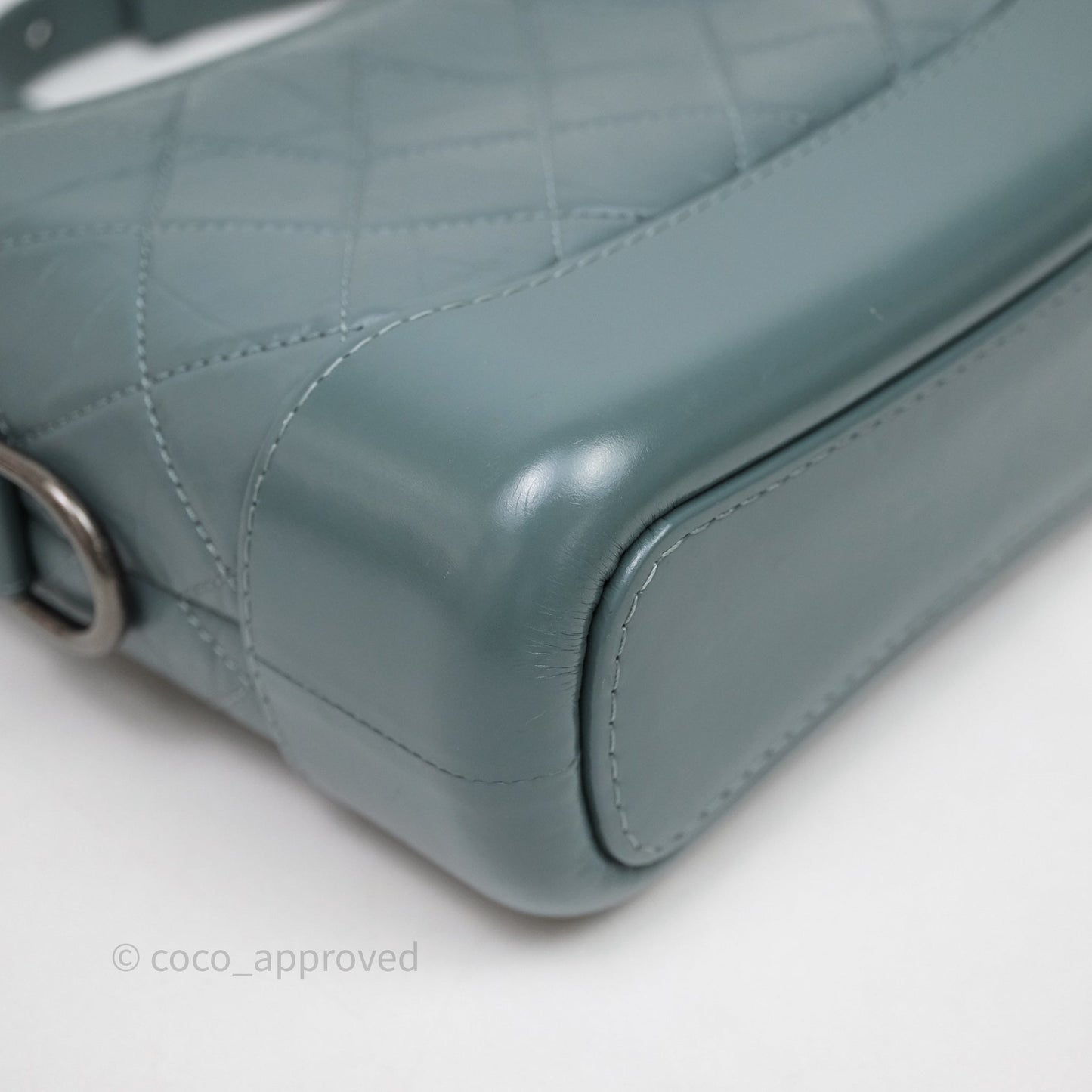 Chanel Small Gabrielle Hobo Quilted Grey Green Aged Calfskin