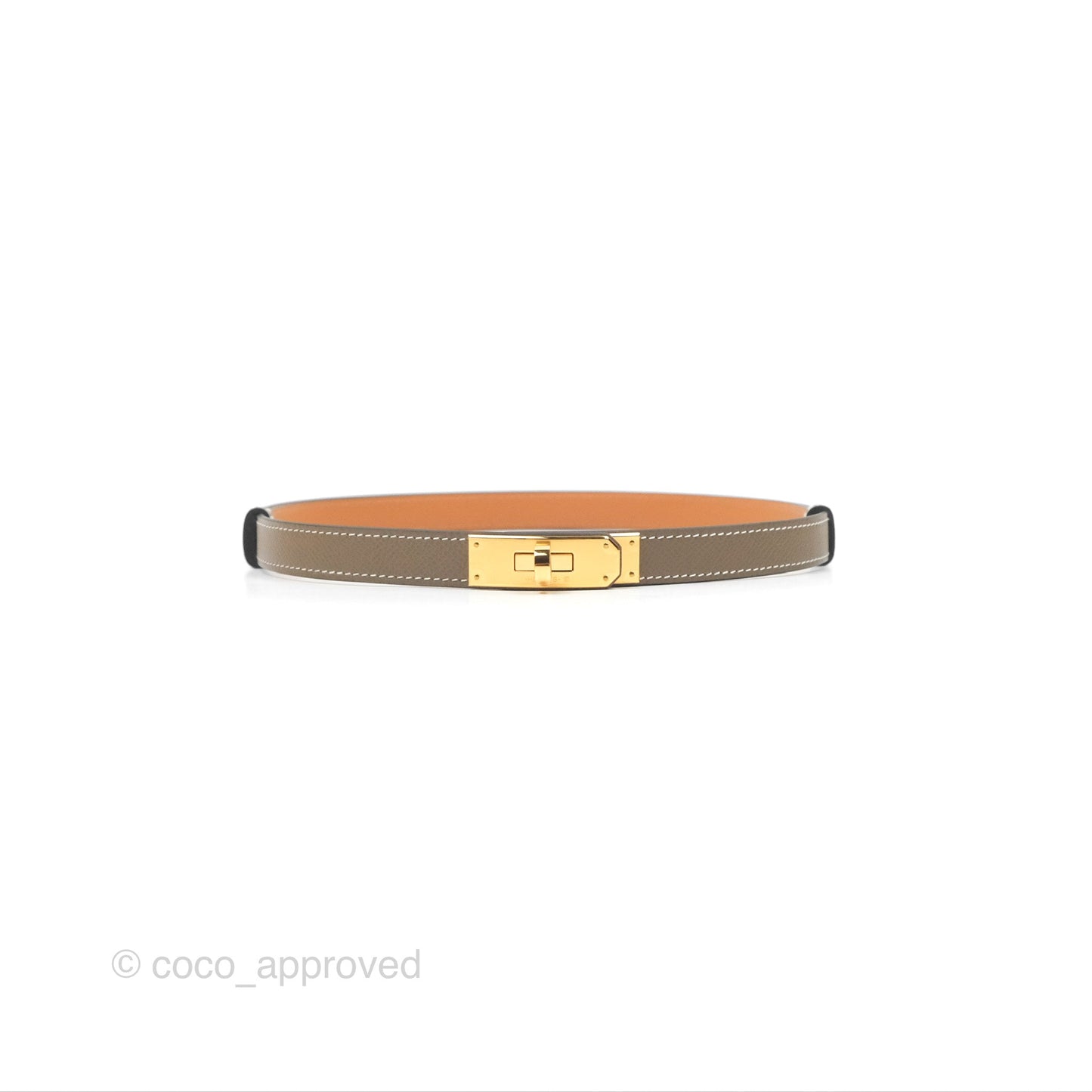 Hermès Epsom Kelly Buckle Belt Etoupe Gold Hardware