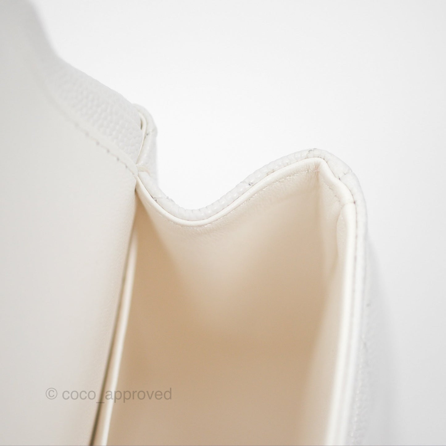 Chanel Small Classic Quilted Flap White Caviar Gold Hardware