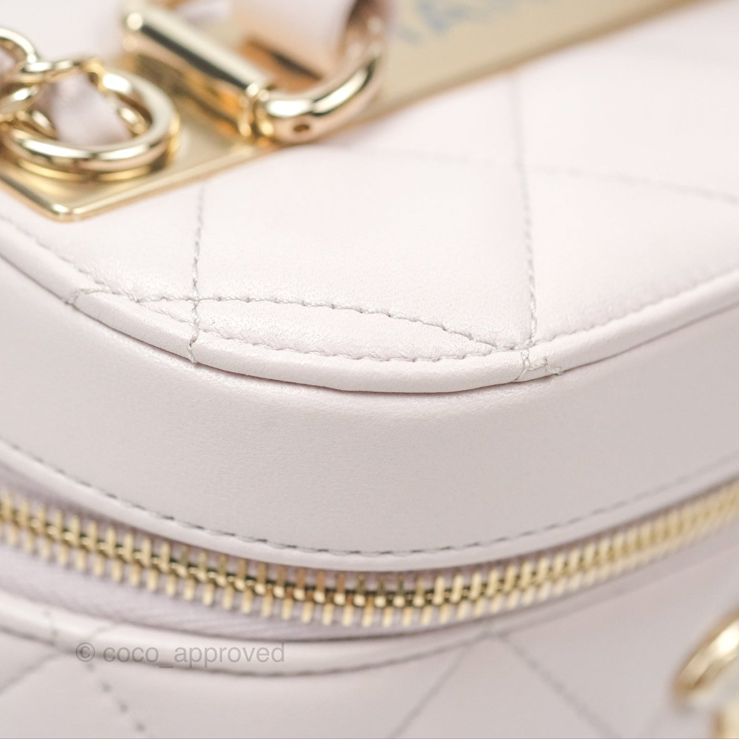 Chanel Small Quilted Top Handle Vanity Case Light Lilac Lambskin Gold Hardware