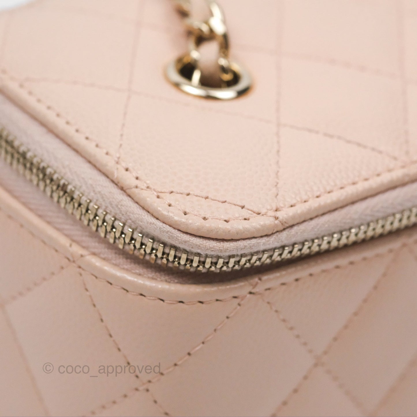 Chanel Vanity Rectangular With Chain Pink Caviar Gold Hardware