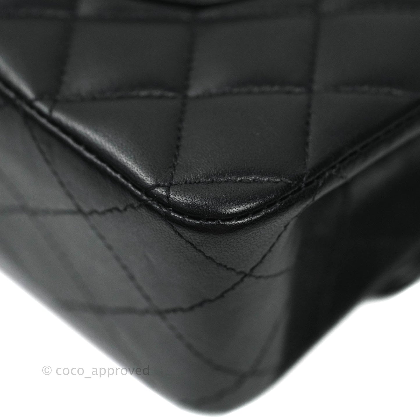 Chanel Classic M/L Medium Double Flap Black Lambskin Gold Hardware