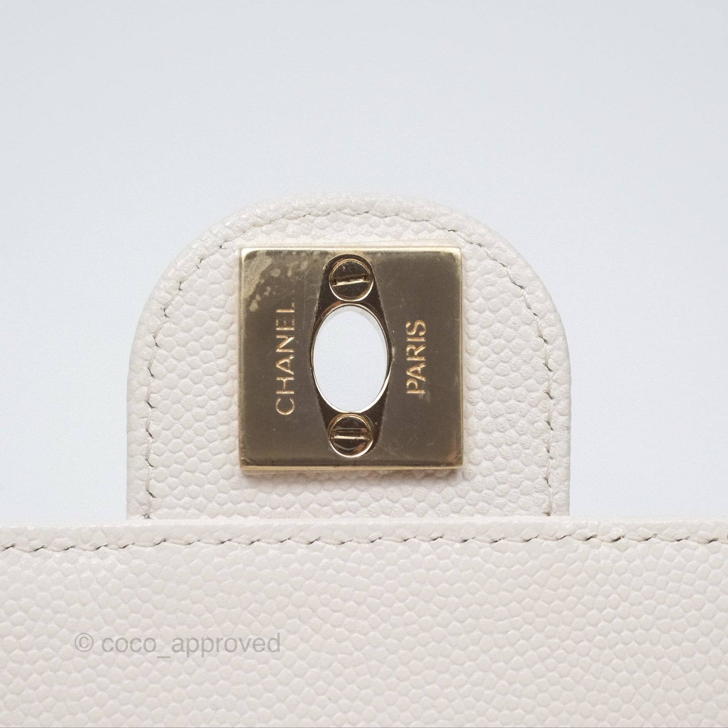 Chanel Classic Quilted Phone Holder White Caviar Gold Hardware