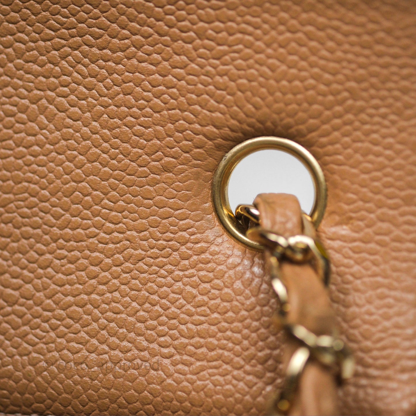 Chanel Mini Rectangular Quilted Dark Beige Caviar Gold Hardware