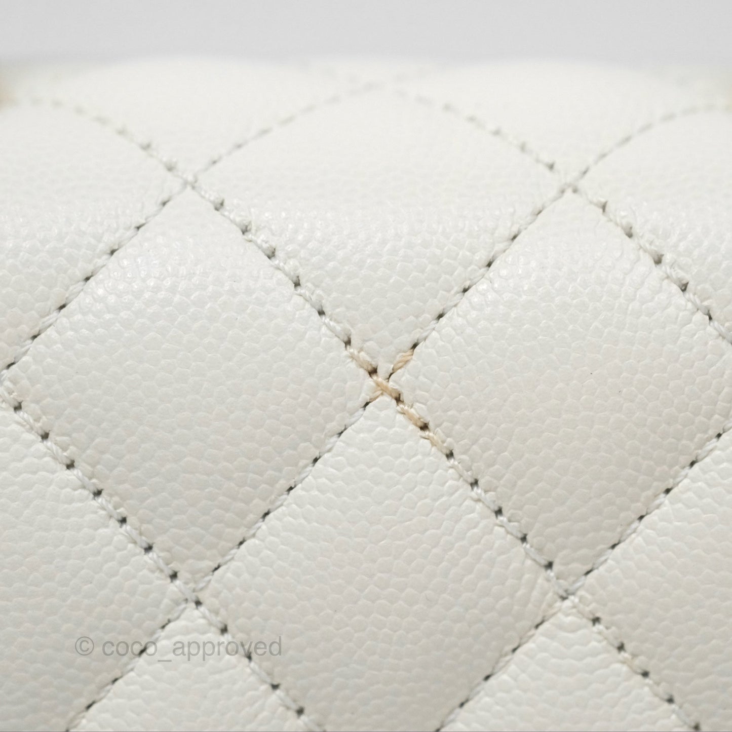 Chanel Mini Coco Handle White Caviar Gold Hardware