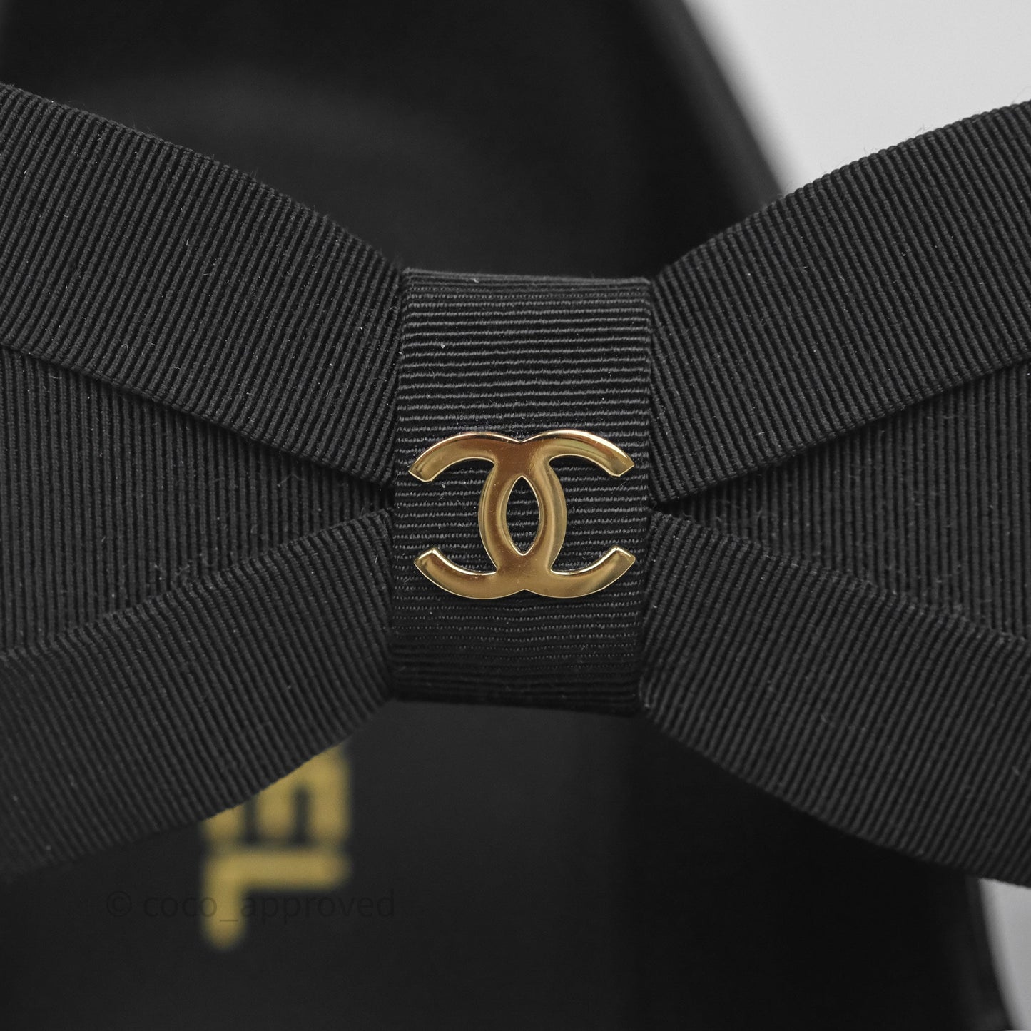 Chanel CC Ribbon Mary Jane Block Heels Black Patent 24C Size 39.5