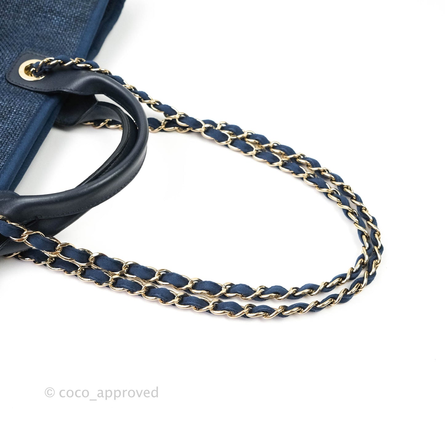 Chanel Large Deauville Blue Canvas Gold Hardware