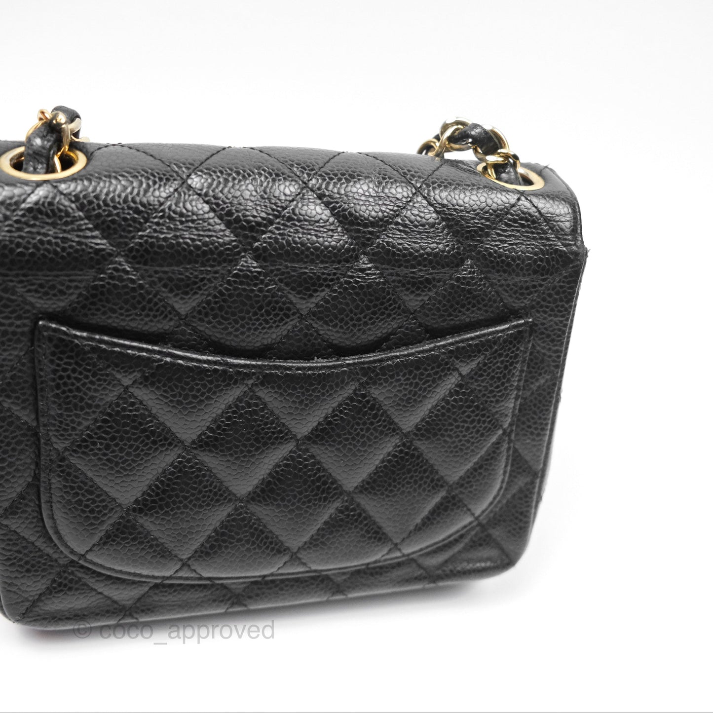 Chanel Vintage Mini Square Quilted Black Caviar Gold Hardware