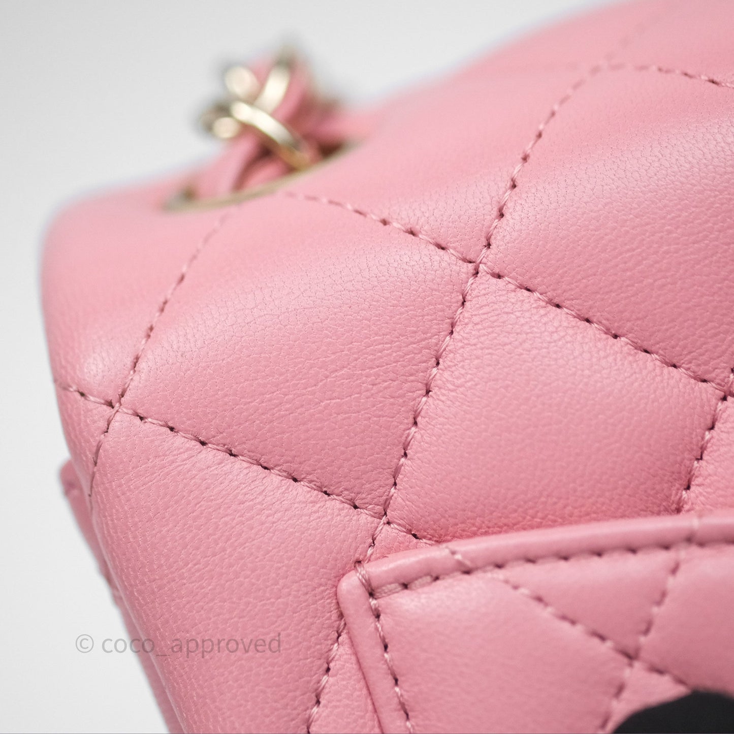 Chanel Mini Square Flap Quilted Pink Lambskin Gold Hardware
