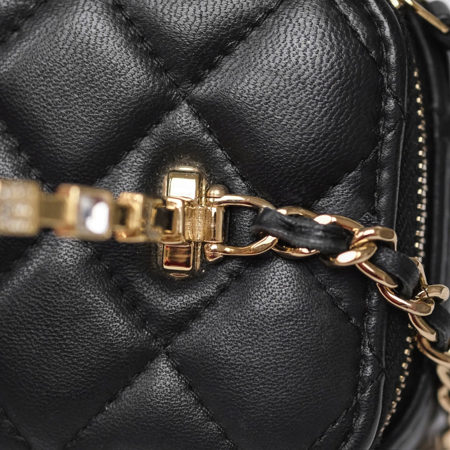 Chanel Crystals Top Handle Vanity Rectangular Black Lambskin Gold Hardware