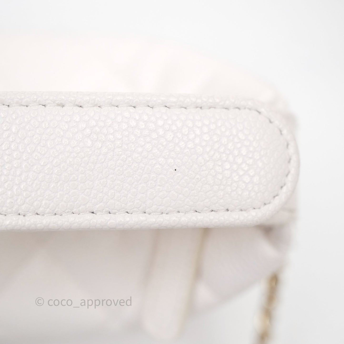 Chanel Quilted Hobo With Chain White Caviar Gold Hardware
