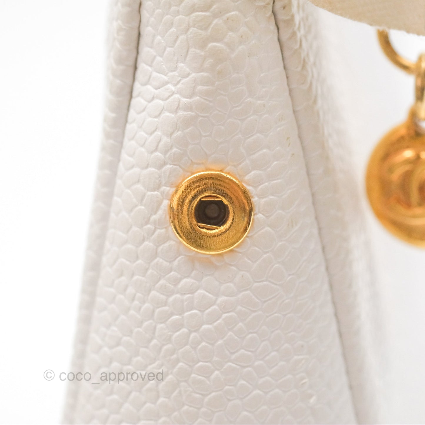 Chanel Vintage CC Clutch White Caviar Gold Hardware