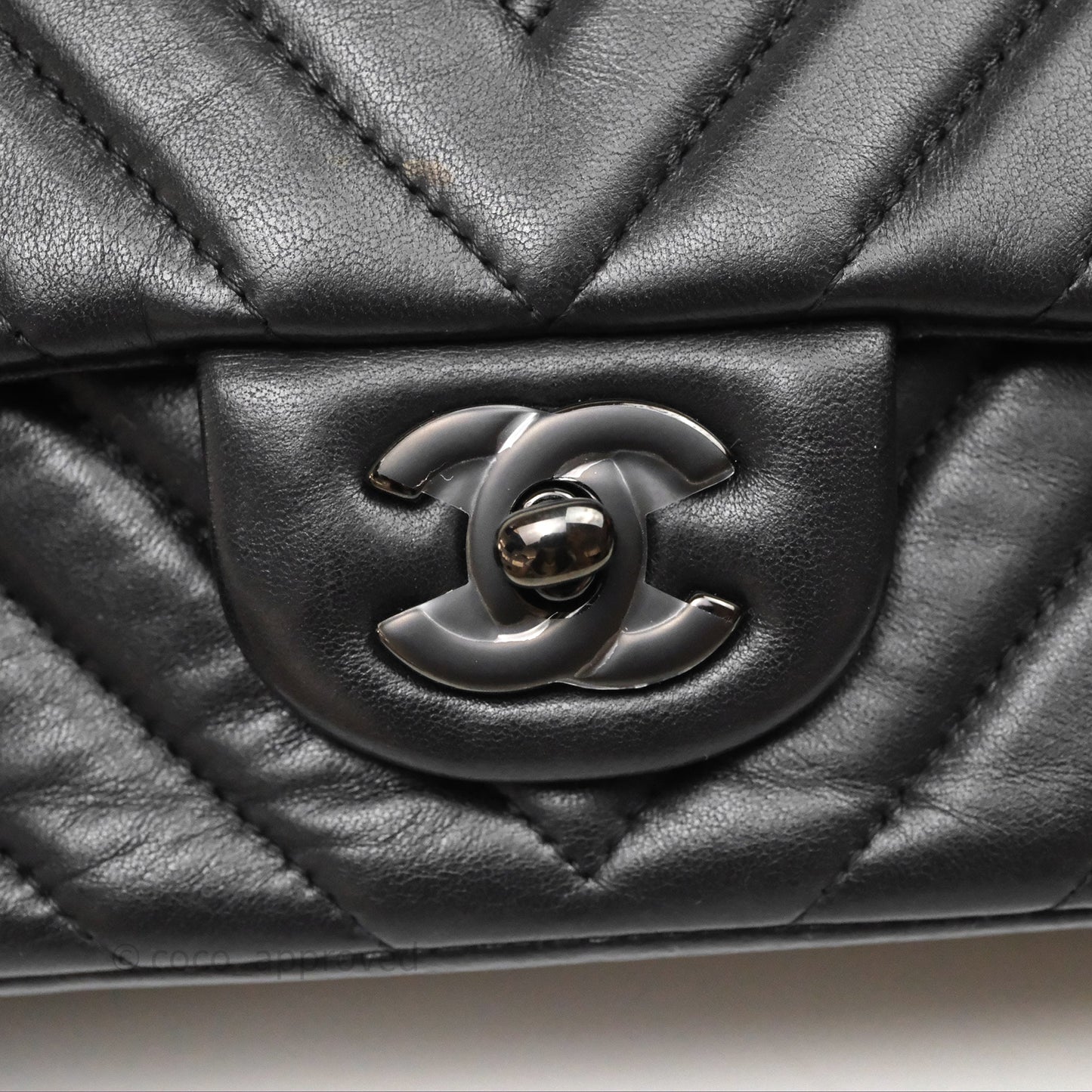 Chanel Quilted Mini Rectangular Chevron Black Lambskin So Black Hardware
