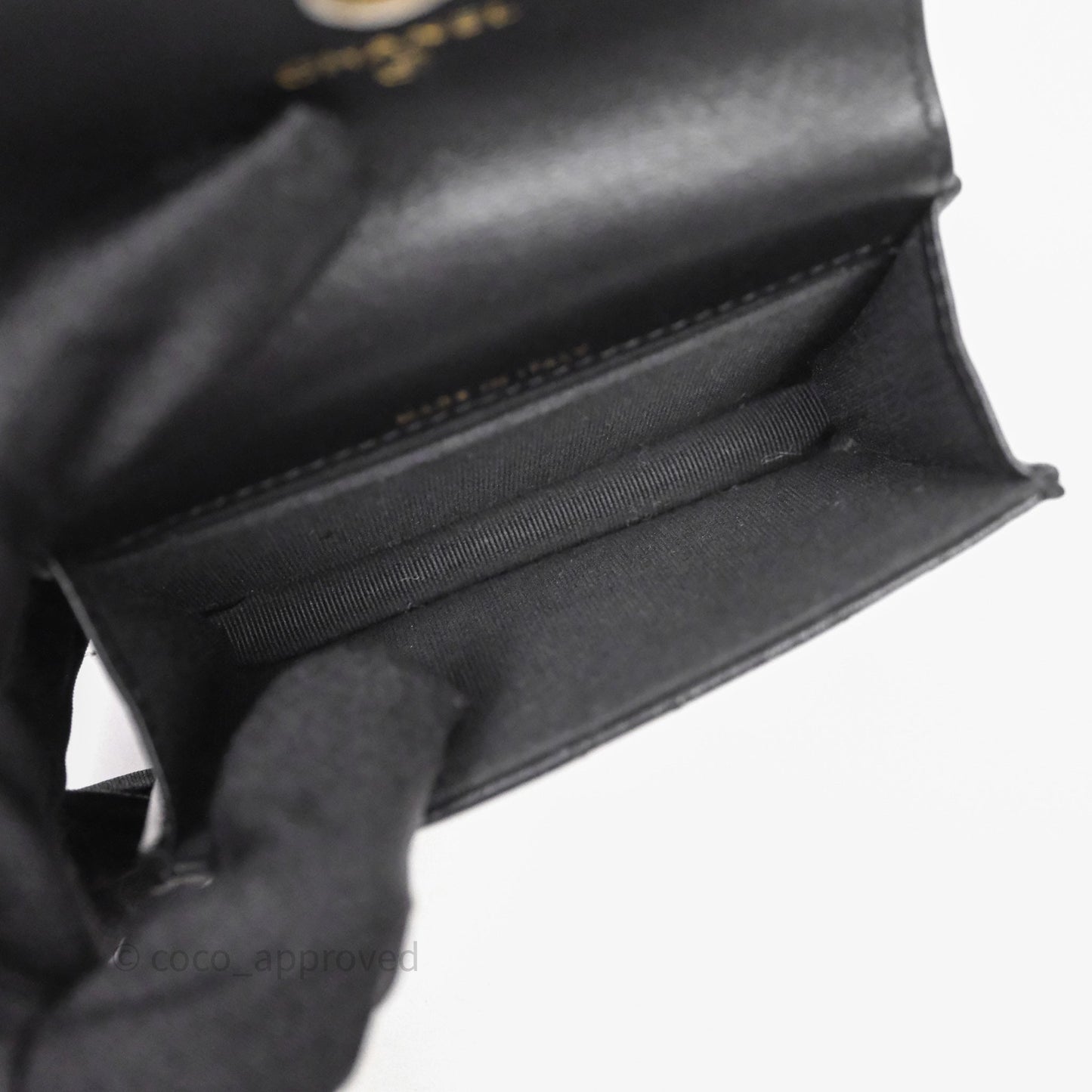 Chanel Jewel Hook Card Holder Black Lambskin Aged Gold Hardware
