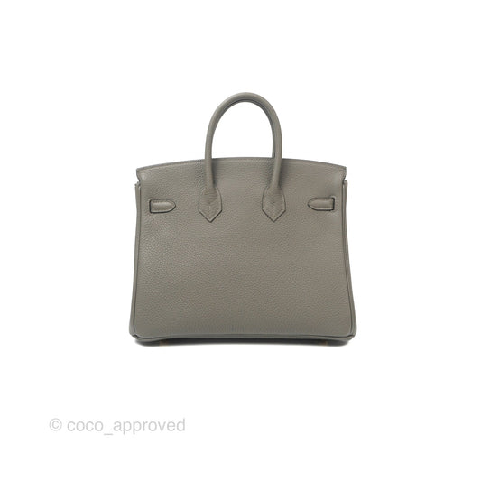 Hermes Birkin 25 Retourne Gris Meyer 0L Togo Gold Hardware