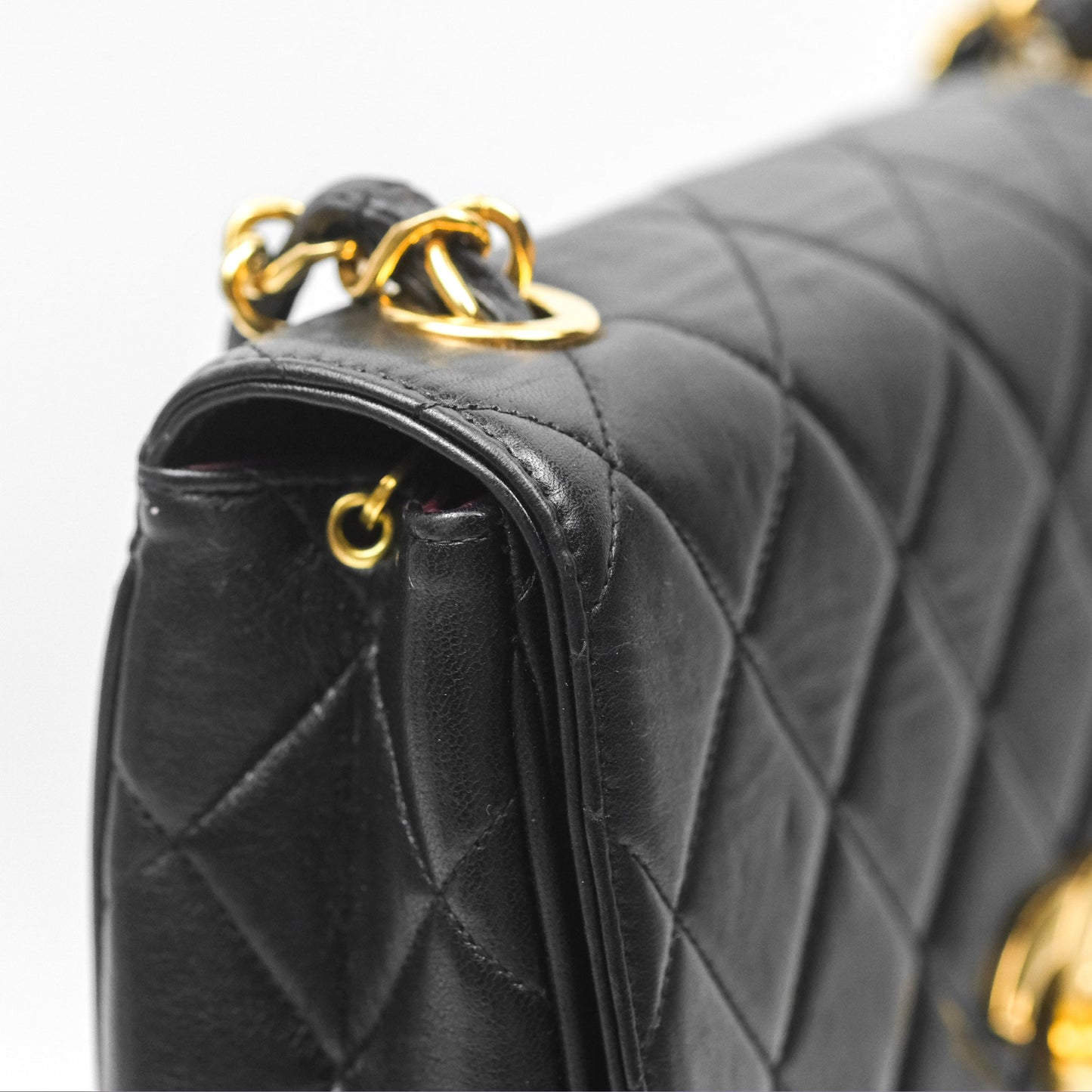 Chanel Vintage Flap Bag Black Lambskin 24K Gold Hardware