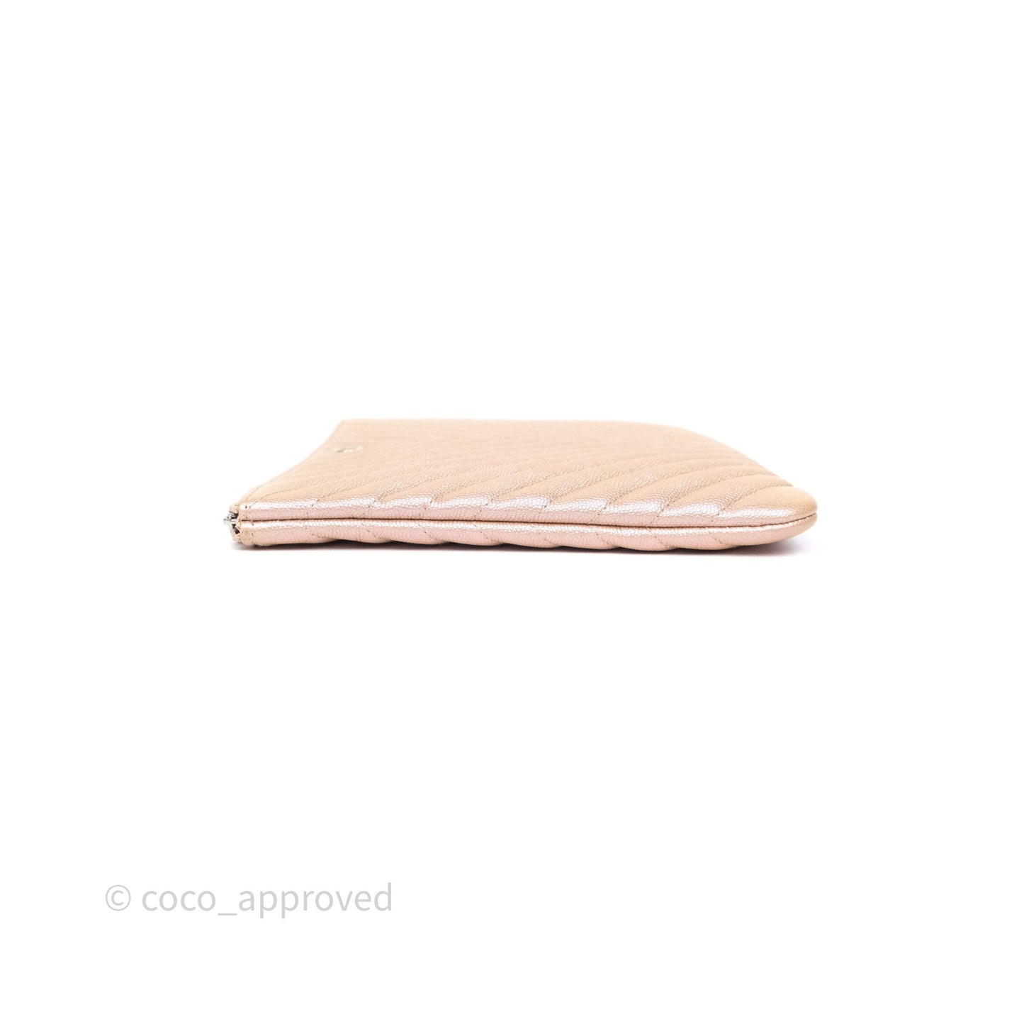 Chanel Medium O Case Chevron Rose Gold Caviar Silver Hardware 17B