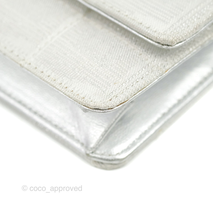 Chanel Vintage Wallet on Chain Silver Ice Cube Fabric