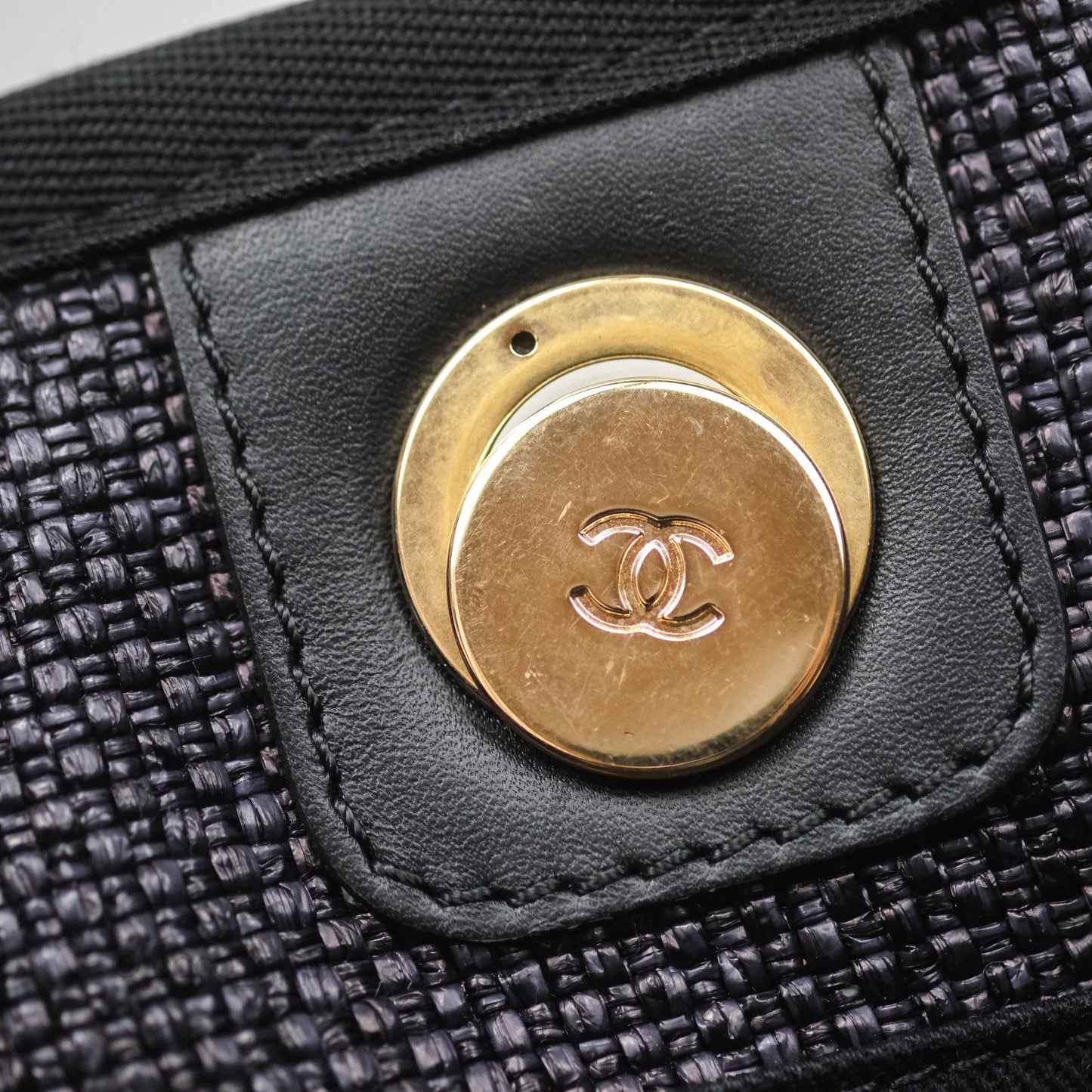 Chanel Medium Deauville Tote Black Canvas Gold Hardware