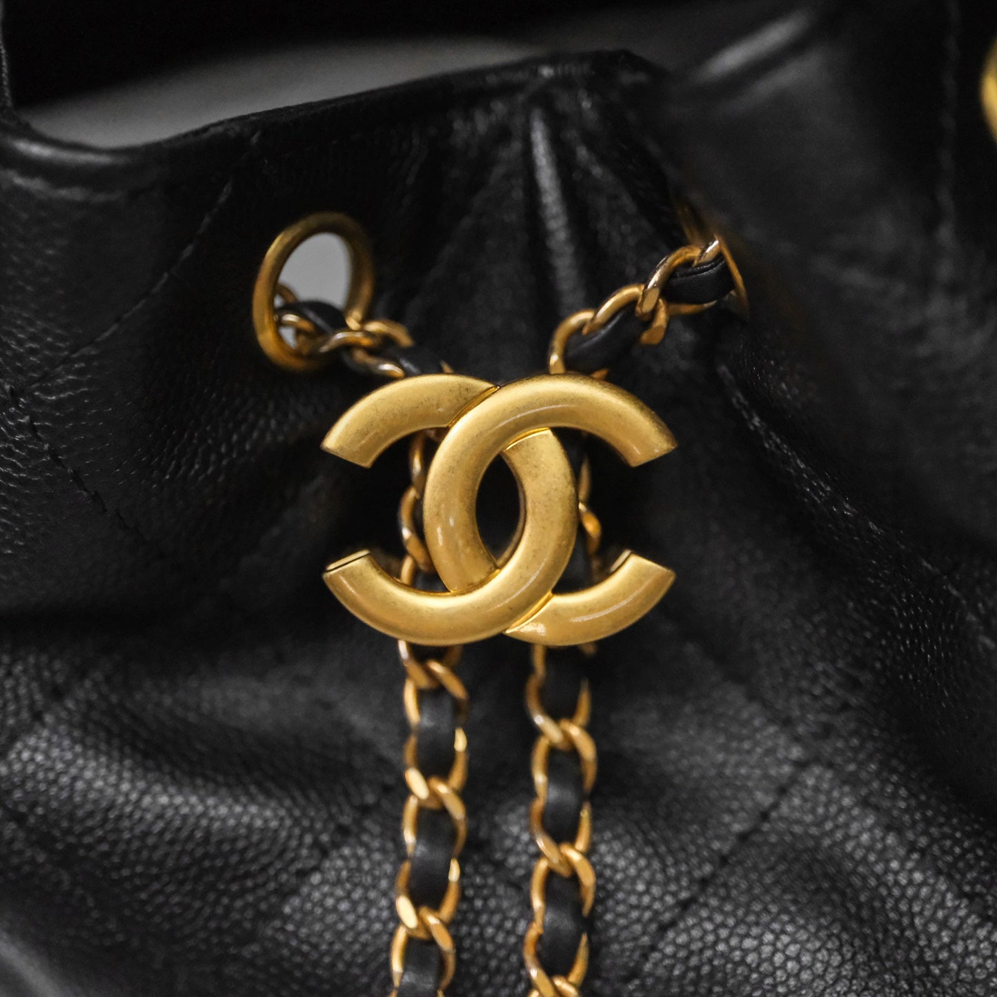 Chanel 25 Small Bag Black Caviar Aged Gold Hardware