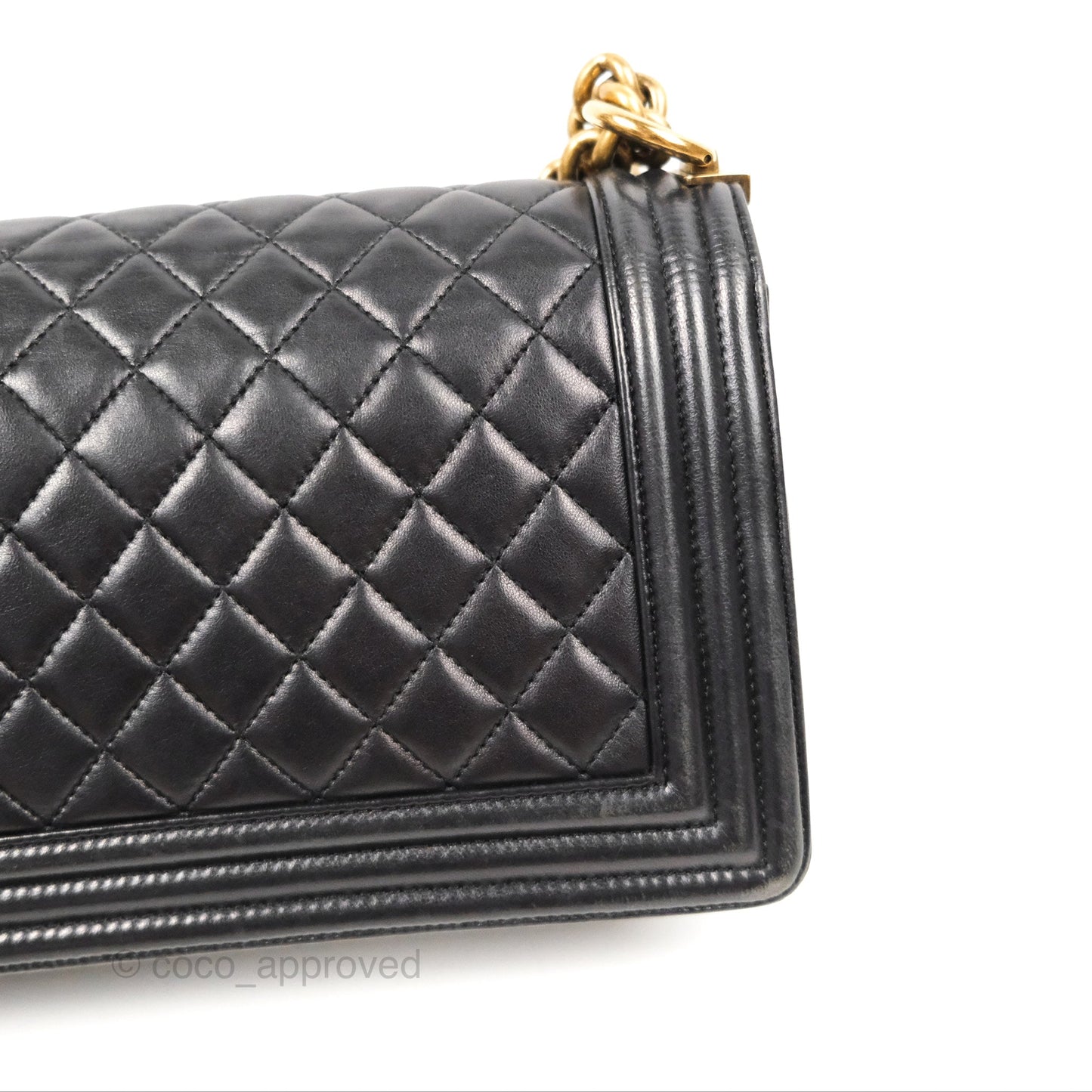 Chanel Quilted Medium Boy Black Lambskin Aged Gold Hardware