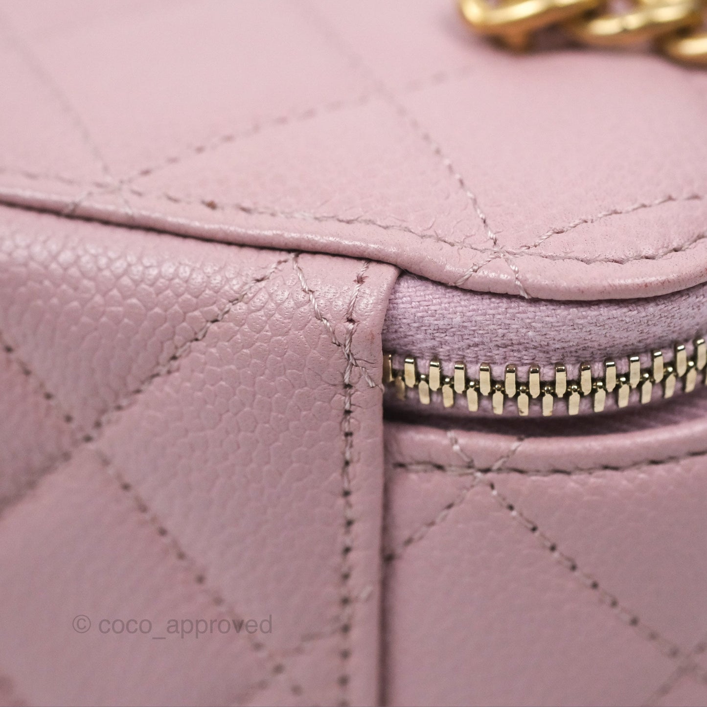 Chanel Vanity with Heart Adjustable Chain Dusty Pink Caviar Aged Gold Hardware