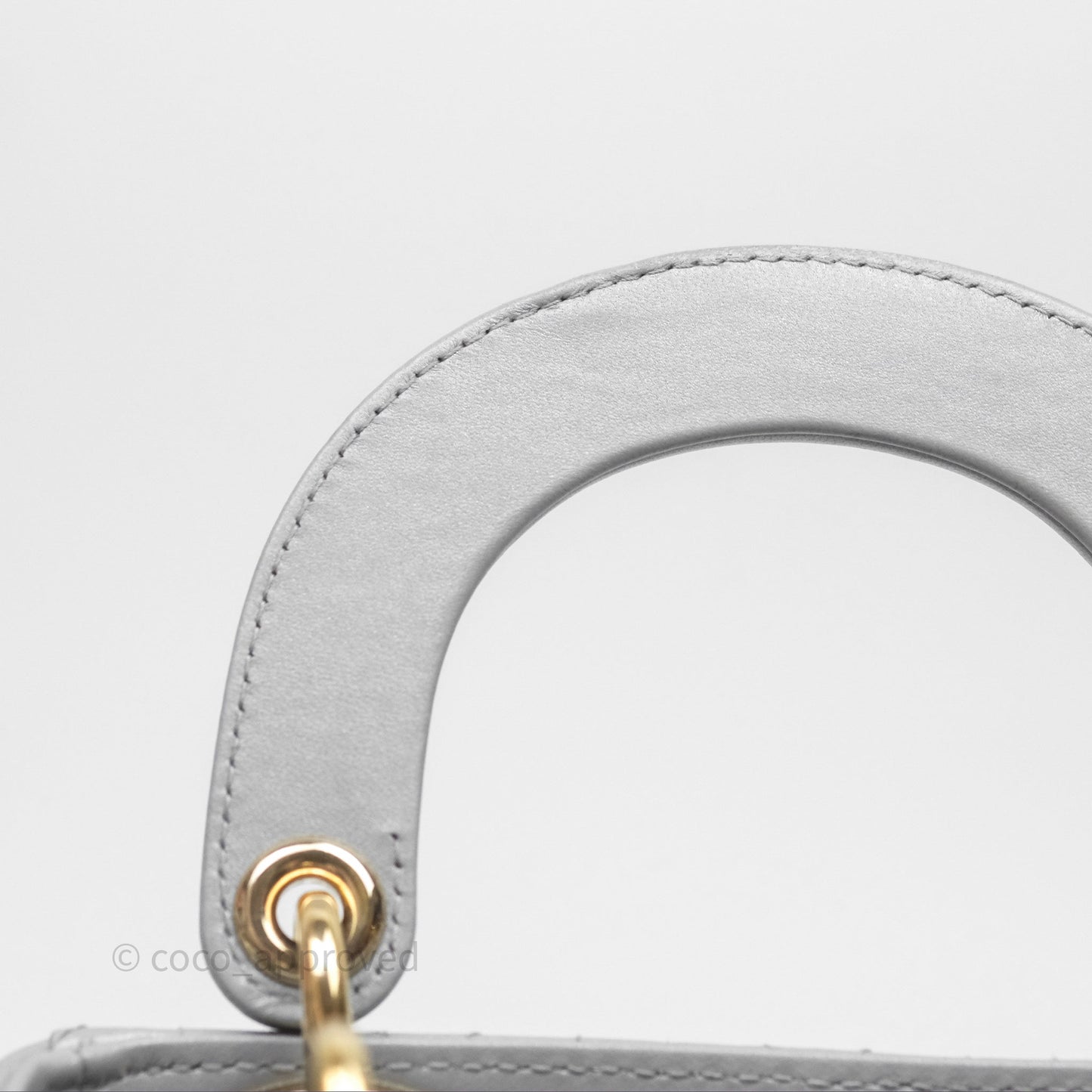 Christian Dior Mini Lady Dior Iridescent Grey Lambskin Cannage Gold Hardware