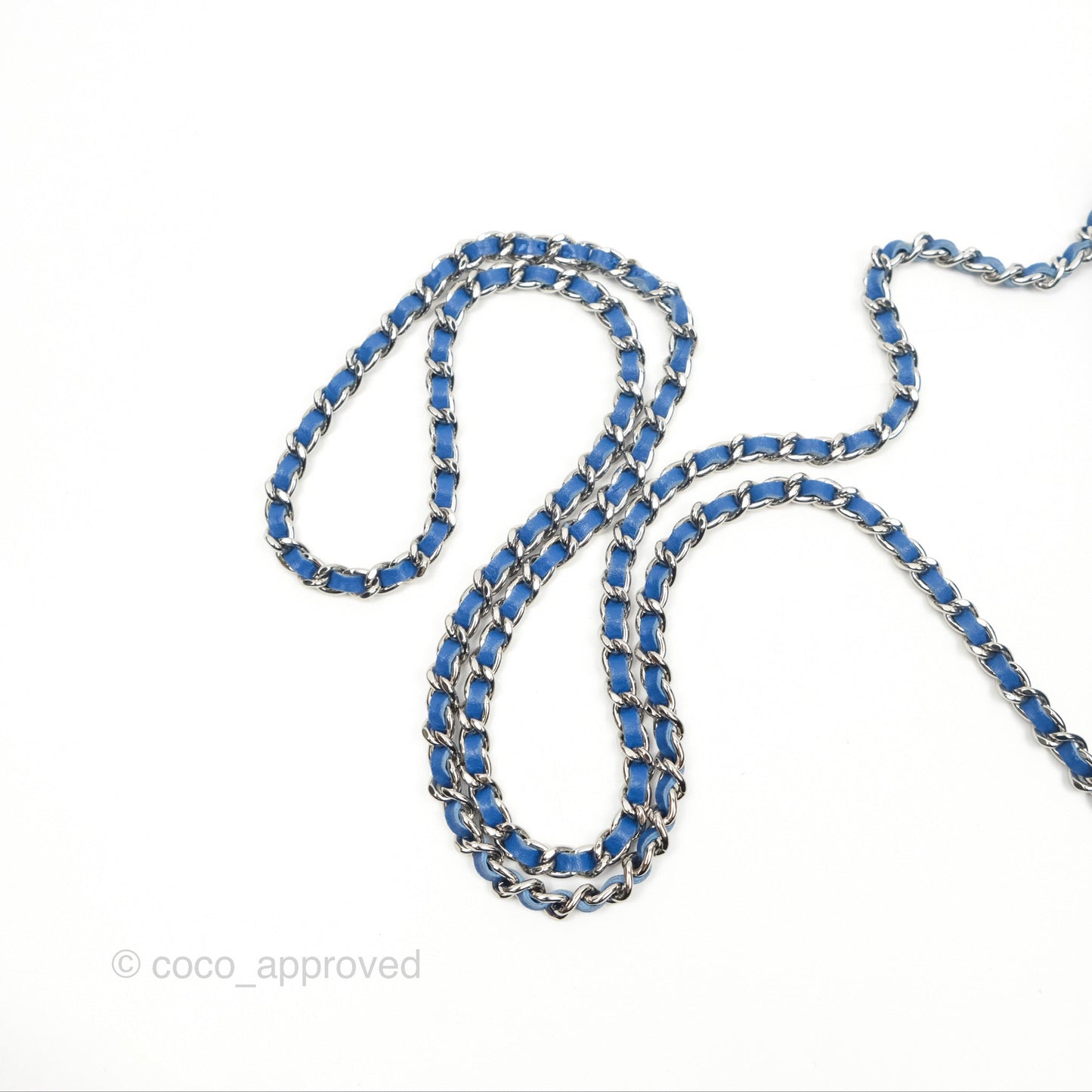 Chanel Quilted Classic Wallet on Chain WOC Blue Patent Silver Hardware