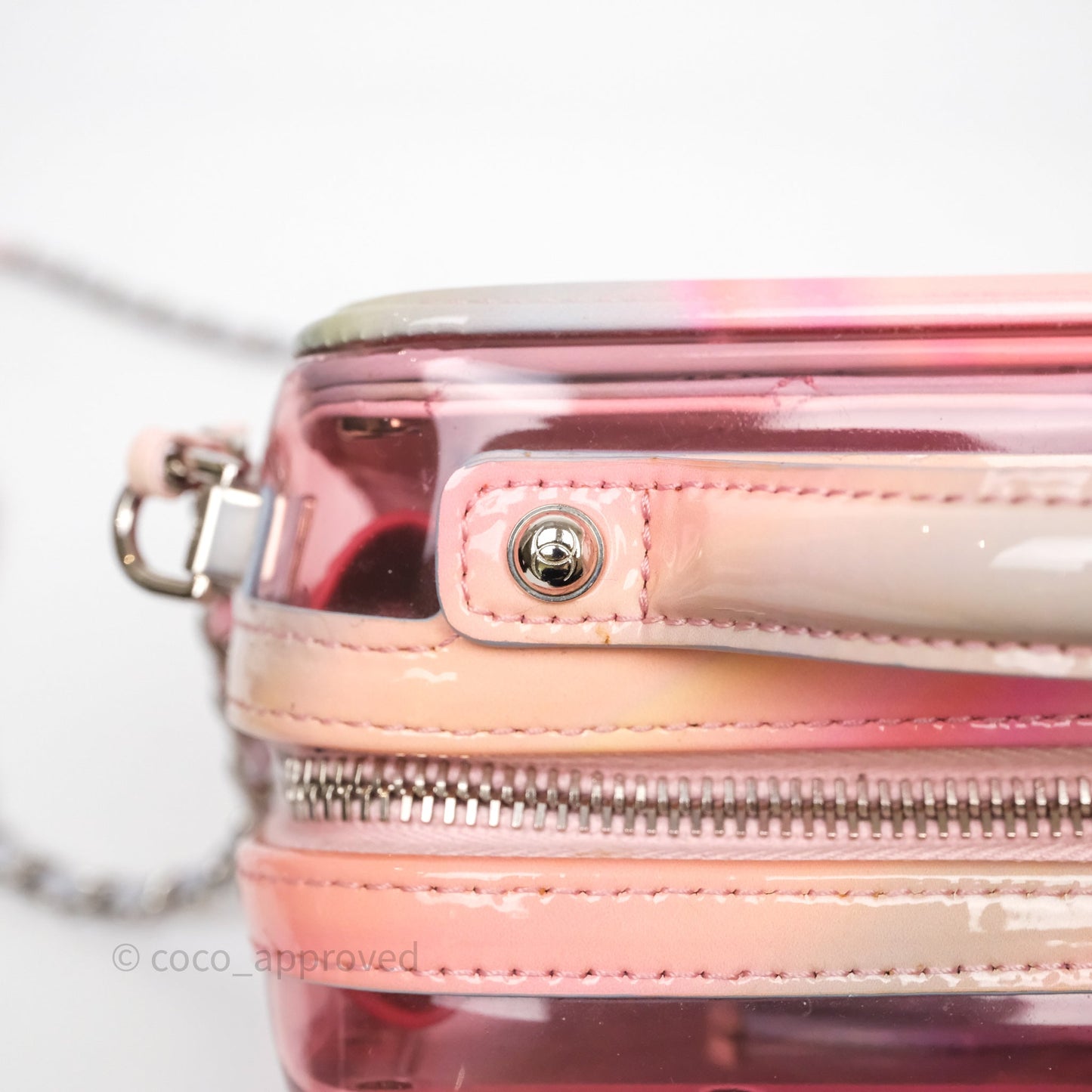 Chanel Filigree Pink Vanity Case PVC Silver Hardware