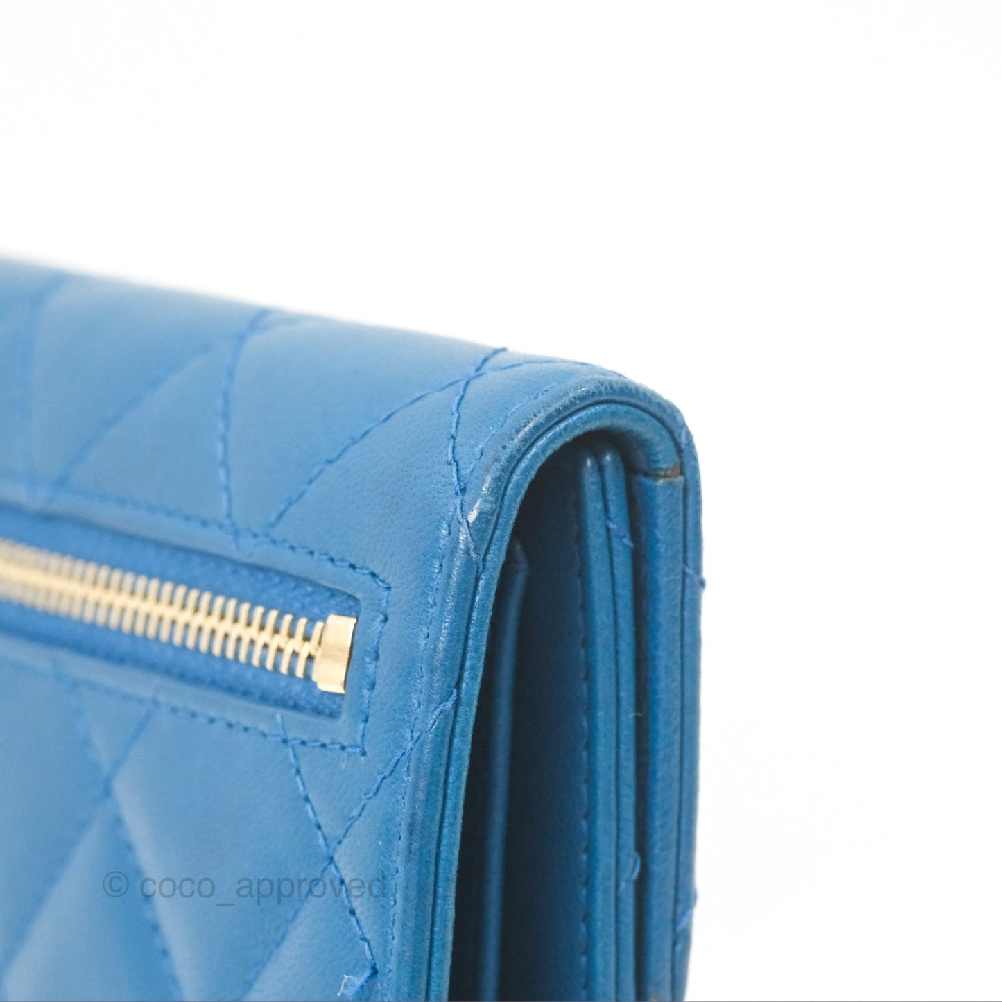 Chanel Classic Short Flap Wallet Blue Lambskin Gold Hardware