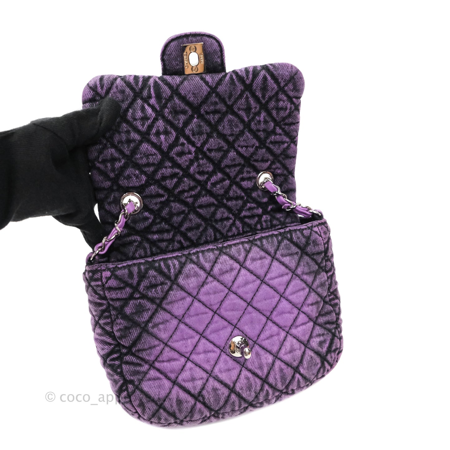 Chanel Denimpression Quilted Small Flap Purple Black