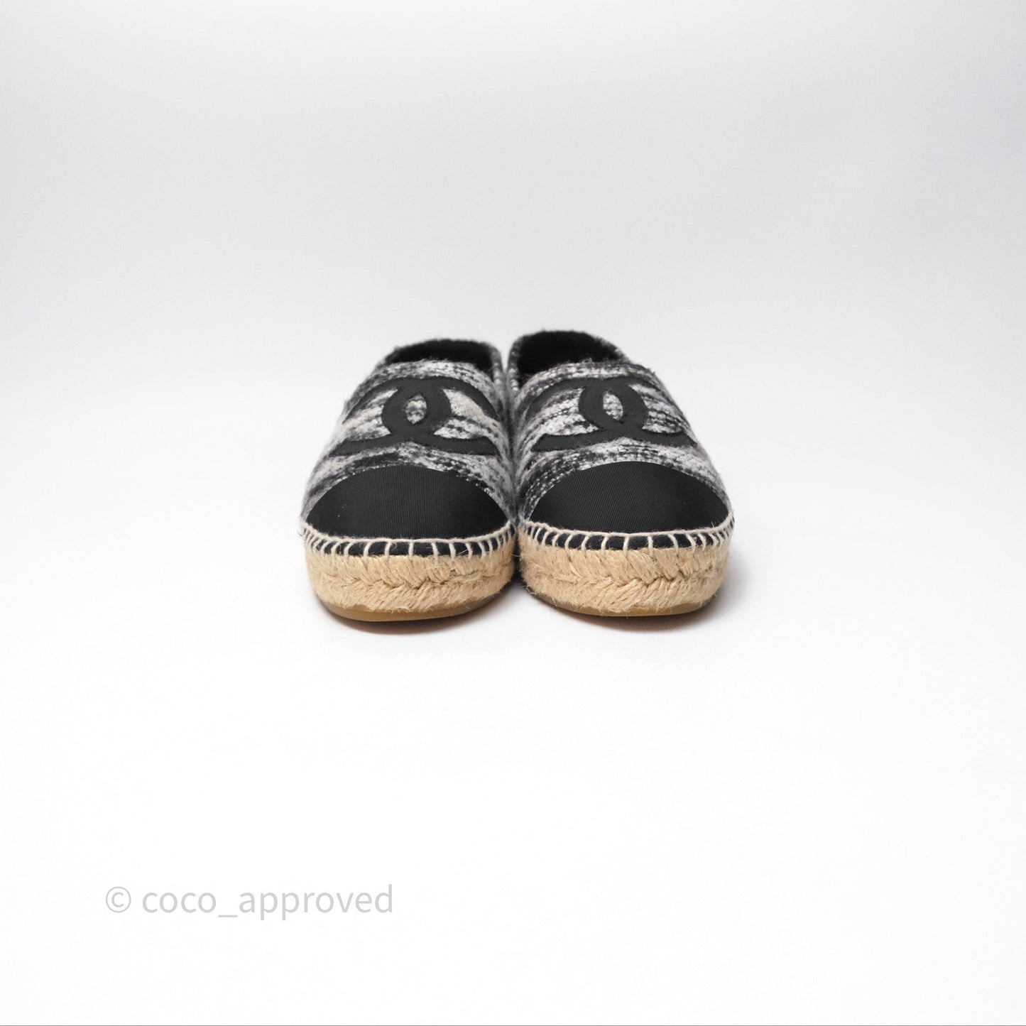 Chanel Espadrille Black Tweed Size 38