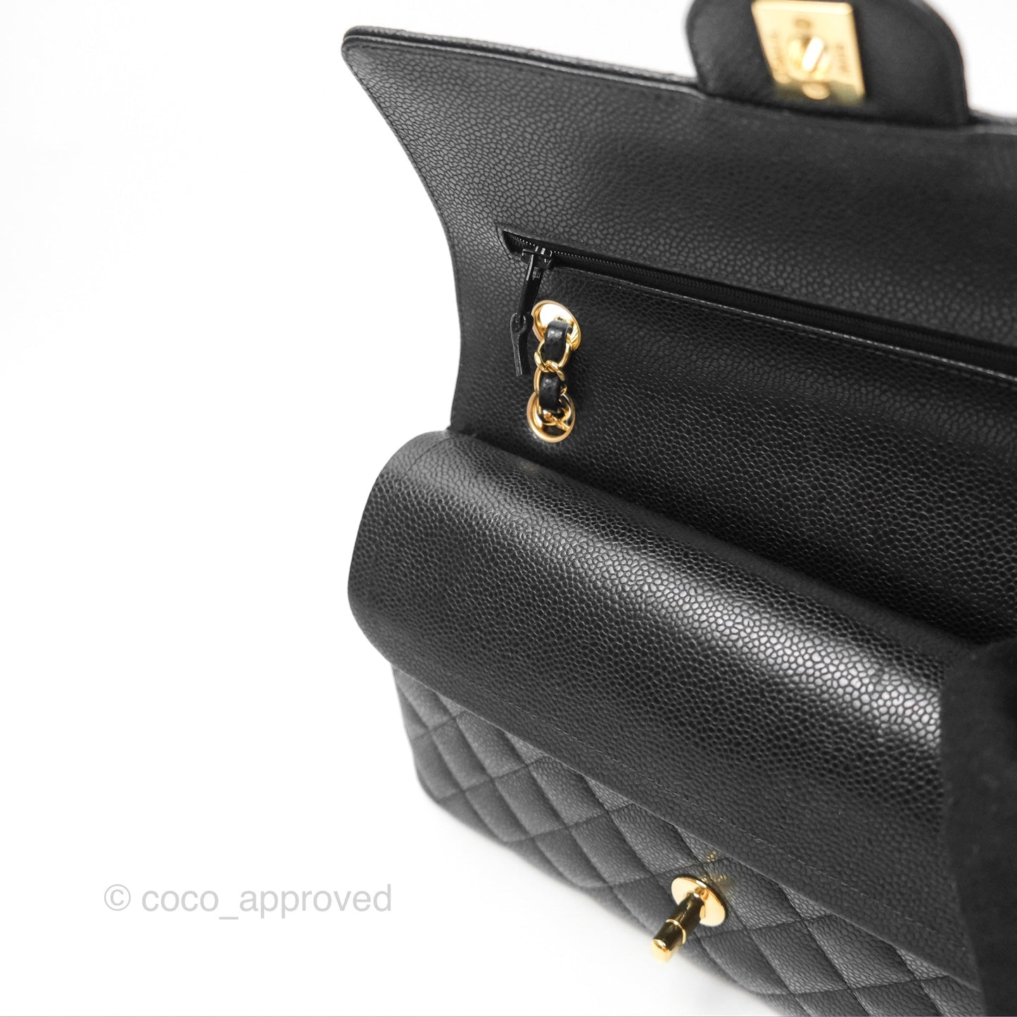 Chanel Classic M/L Medium Flap Quilted Black Caviar Gold Hardware