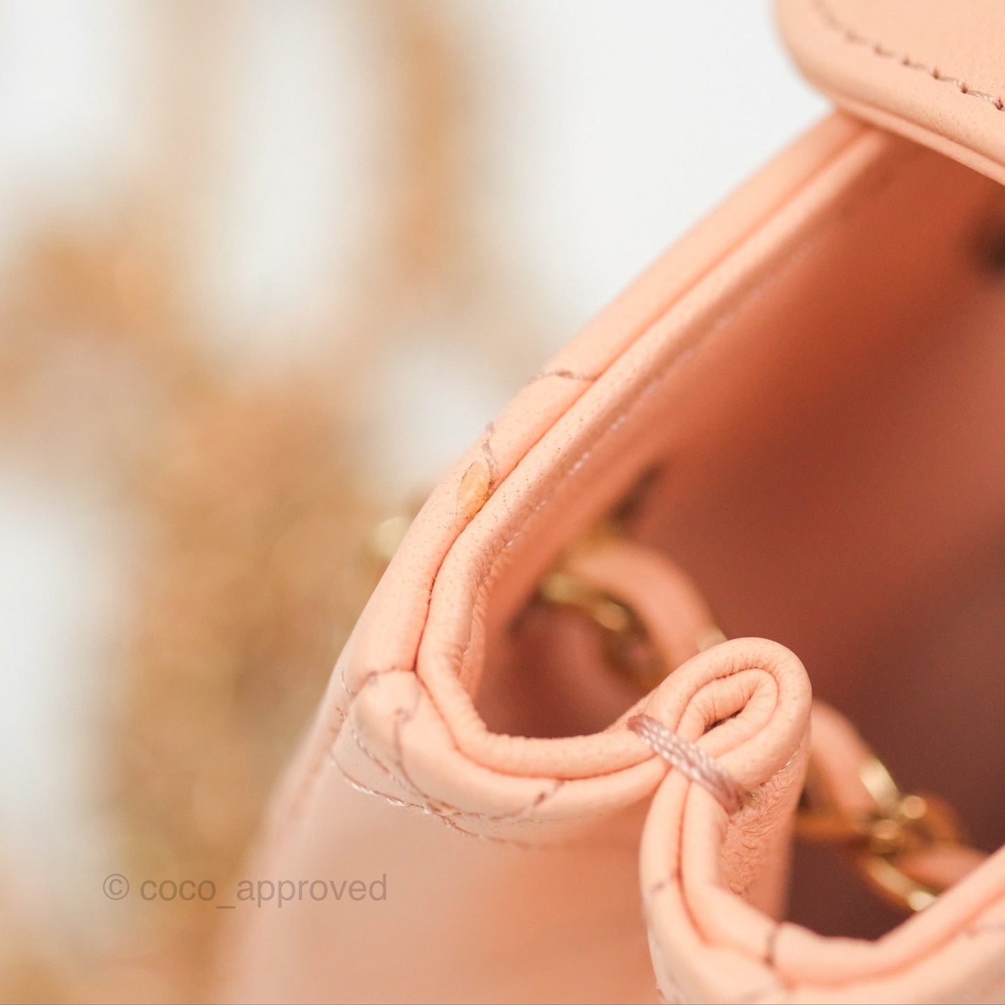 Chanel Mini Clutch With Chain Light Beige Pink Lambskin Gold Hardware