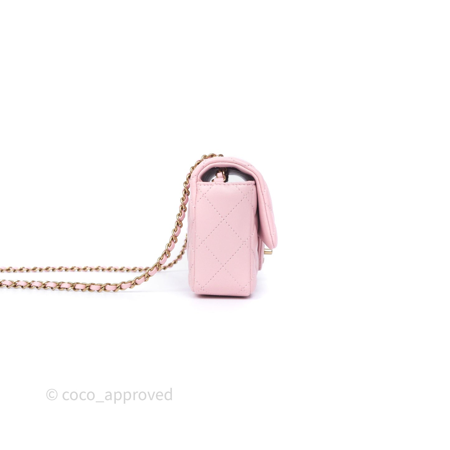 Chanel Quilted Extra Mini Rectangular Flap Pink Lambskin Gold Hardware