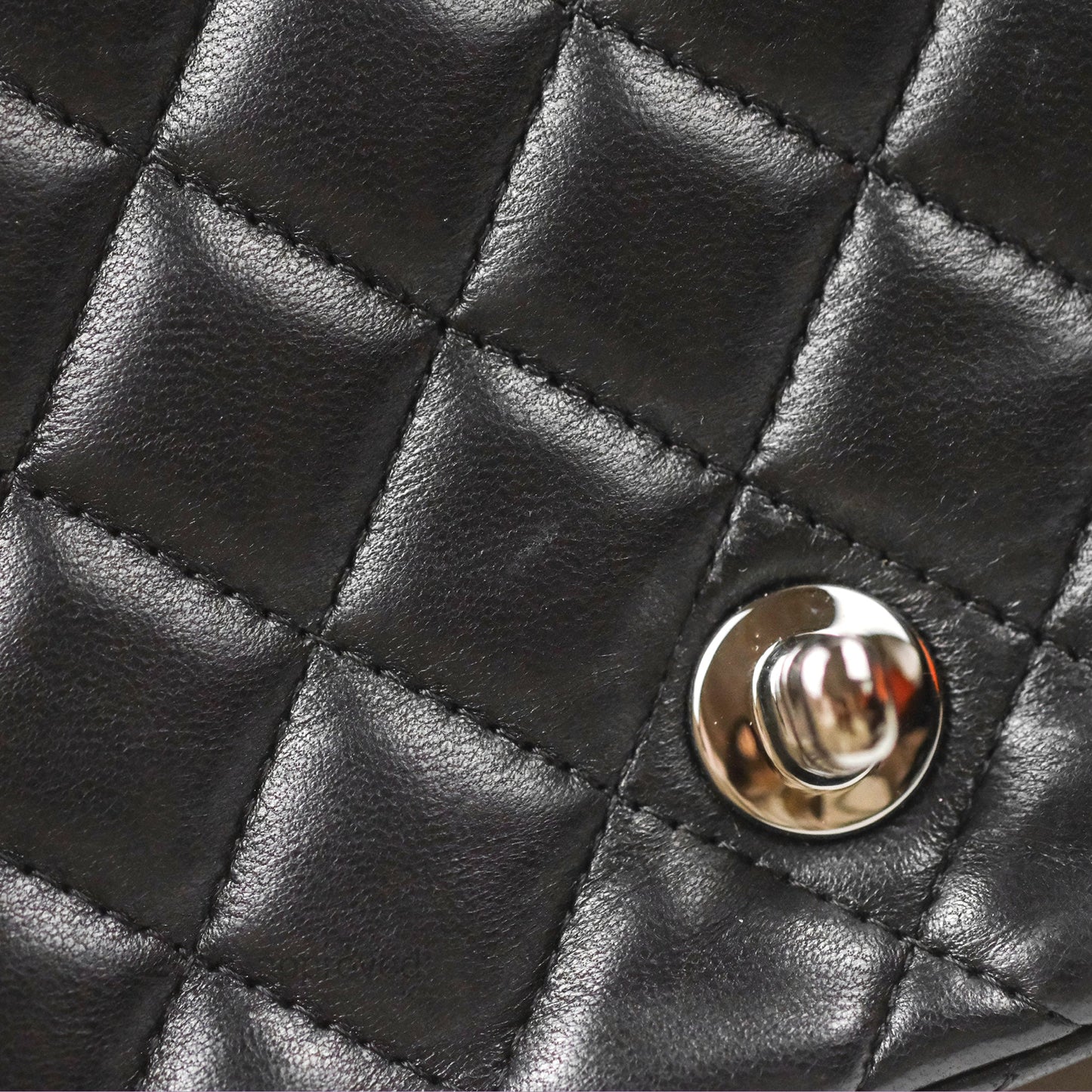 Chanel Mini Square Black Lambskin Dark Silver Hardware