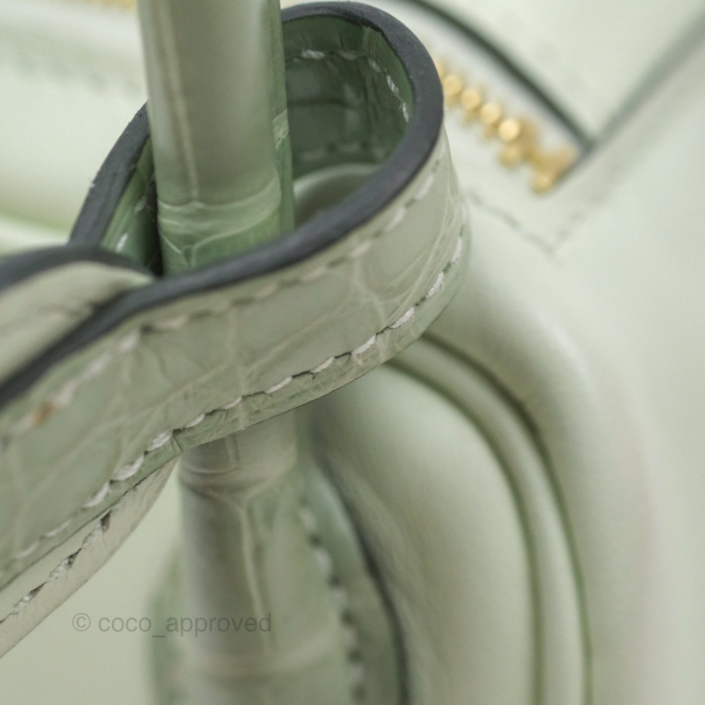 Hermès Mini Lindy Touch Vert Fizz 0S Swift Alligator Handle Gold Hardware