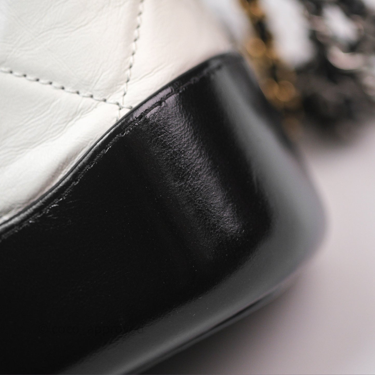 Chanel Small Gabrielle Hobo Quilted Black White Aged Calfskin