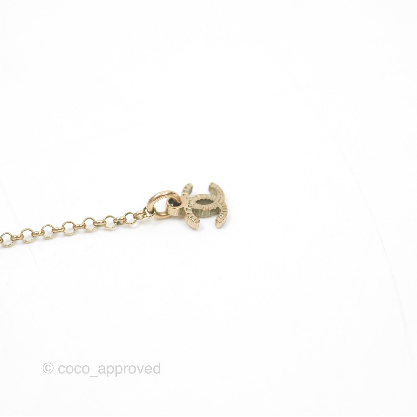 Chanel Heart Pearl CC Necklace Gold Tone 21B
