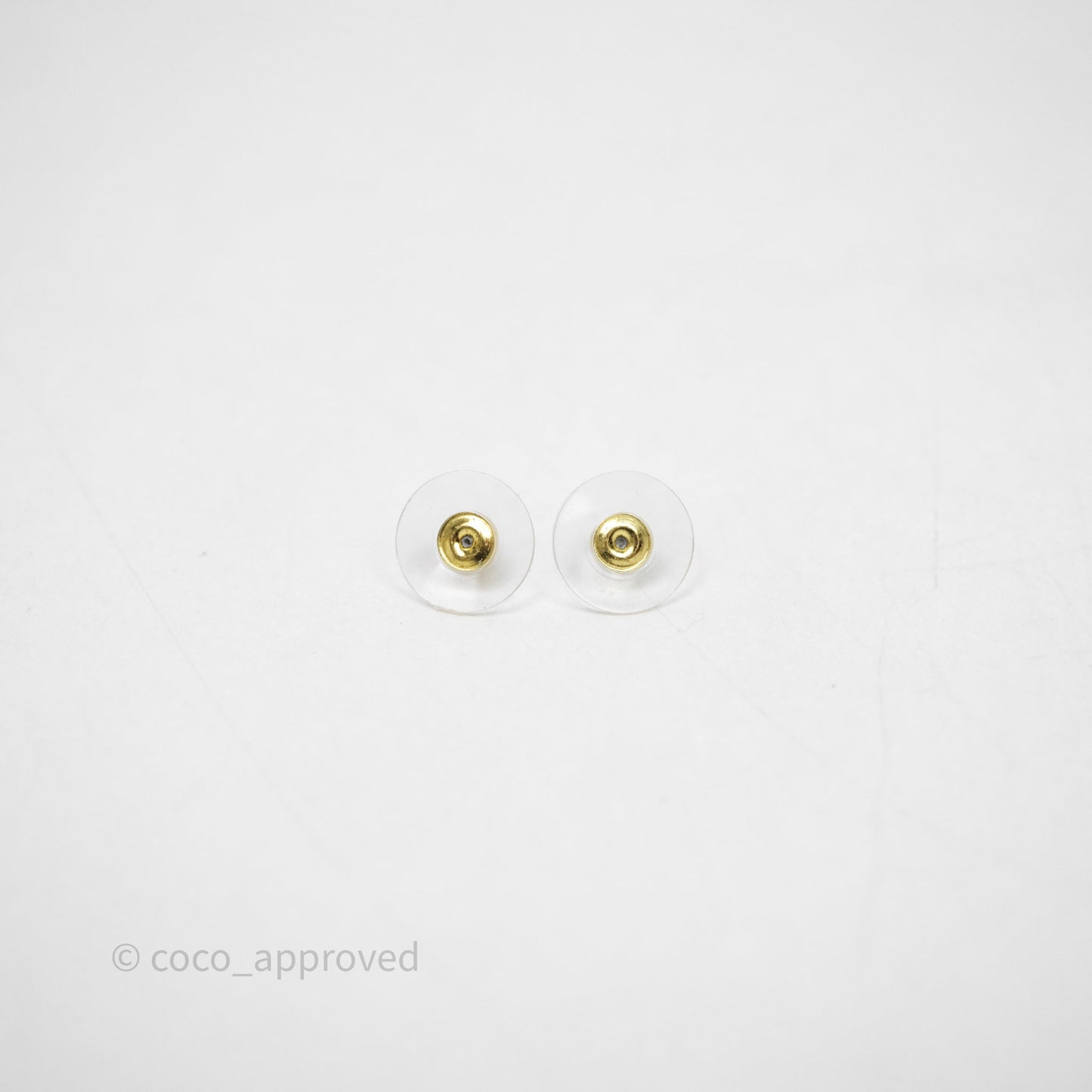 Chanel Lambskin Chain Bow Stud Earrings Black Gold Tone 24V